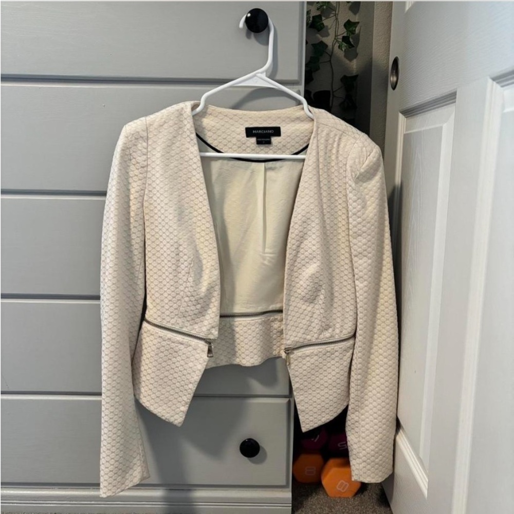 Marciano Cream Zipper Blazer
